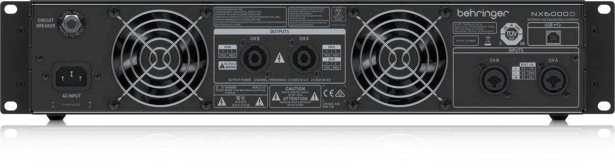 Behringer NX6000D Audio Amplifier - 2.0 Channels, 3000 Watts Power