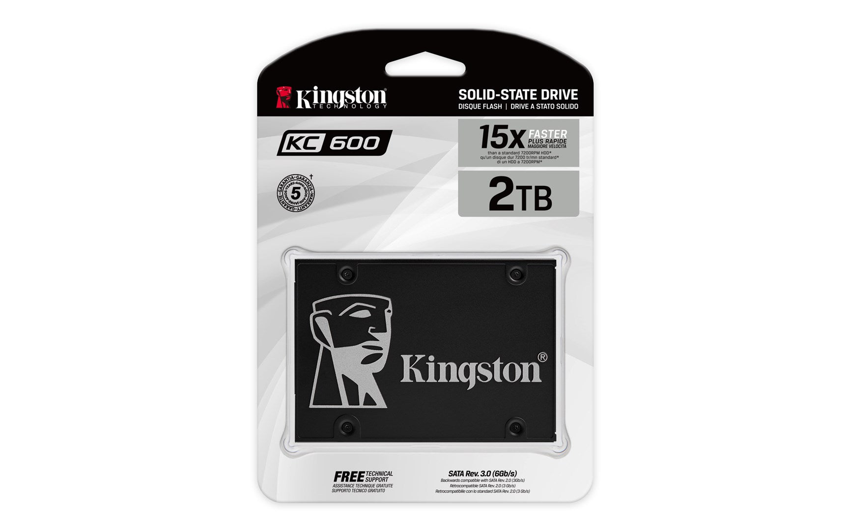 Kingston KC600 2TB Internal SSD - Encrypted - 2.5" SATA 6Gb/s (SED)