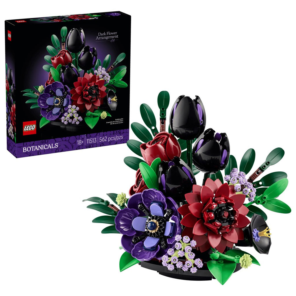 LEGO BOTANICALS Dark Flower Arrangement Building Blocks 562 Pieces Ages 18+ Model 11513