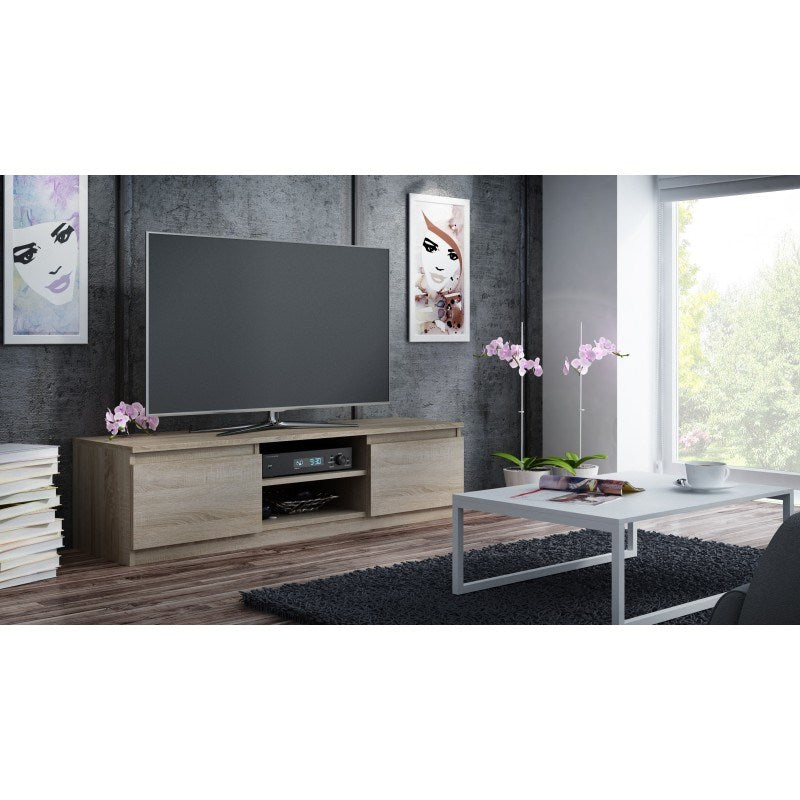 Topeshop RTV140 Sonoma TV Stand with 2 Shelves - 140 cm
