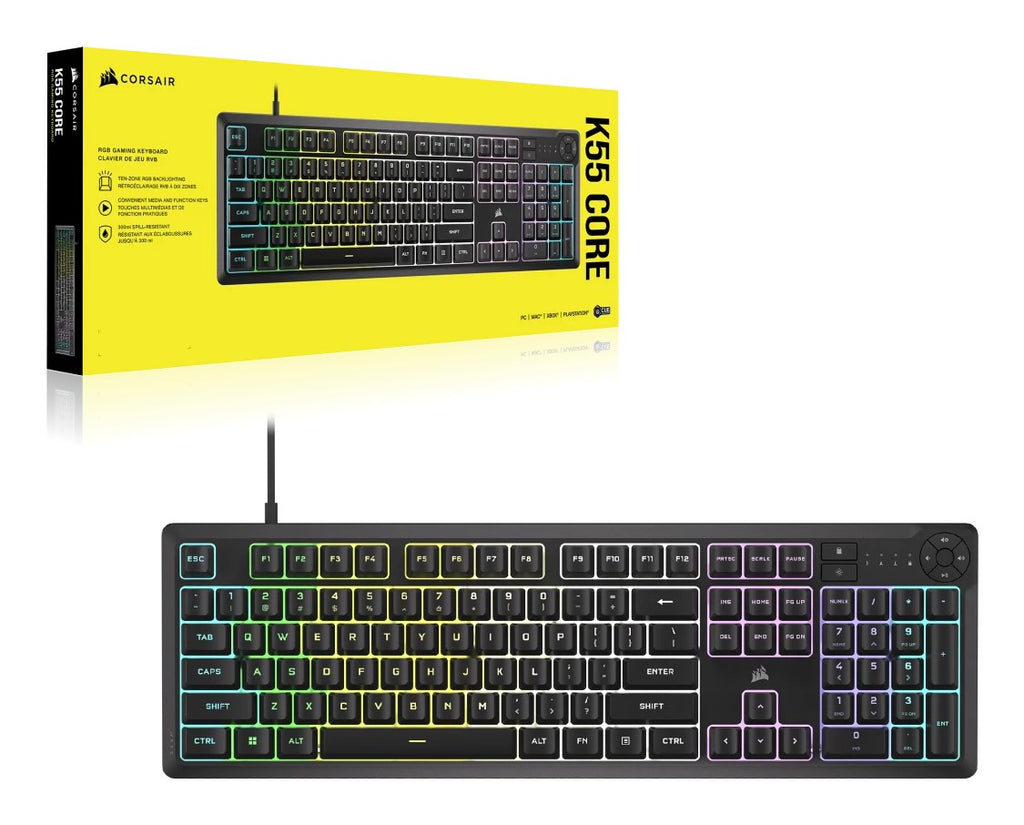 CORSAIR K55 CORE RGB Gaming Keyboard RGB LED Black