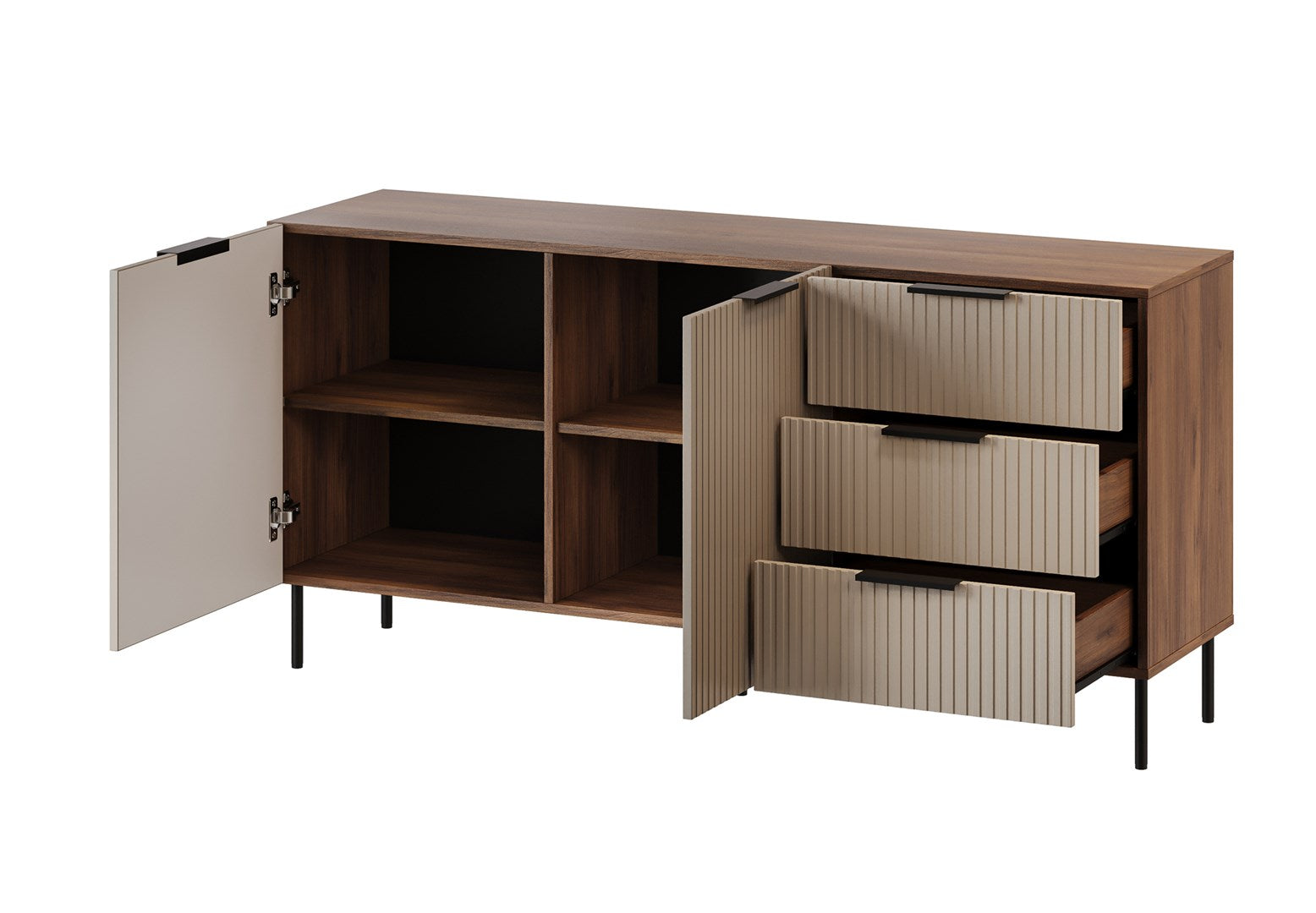 Cama Chest of Drawers 1 ALMERA 156x42x75 Walnut/Cashmere