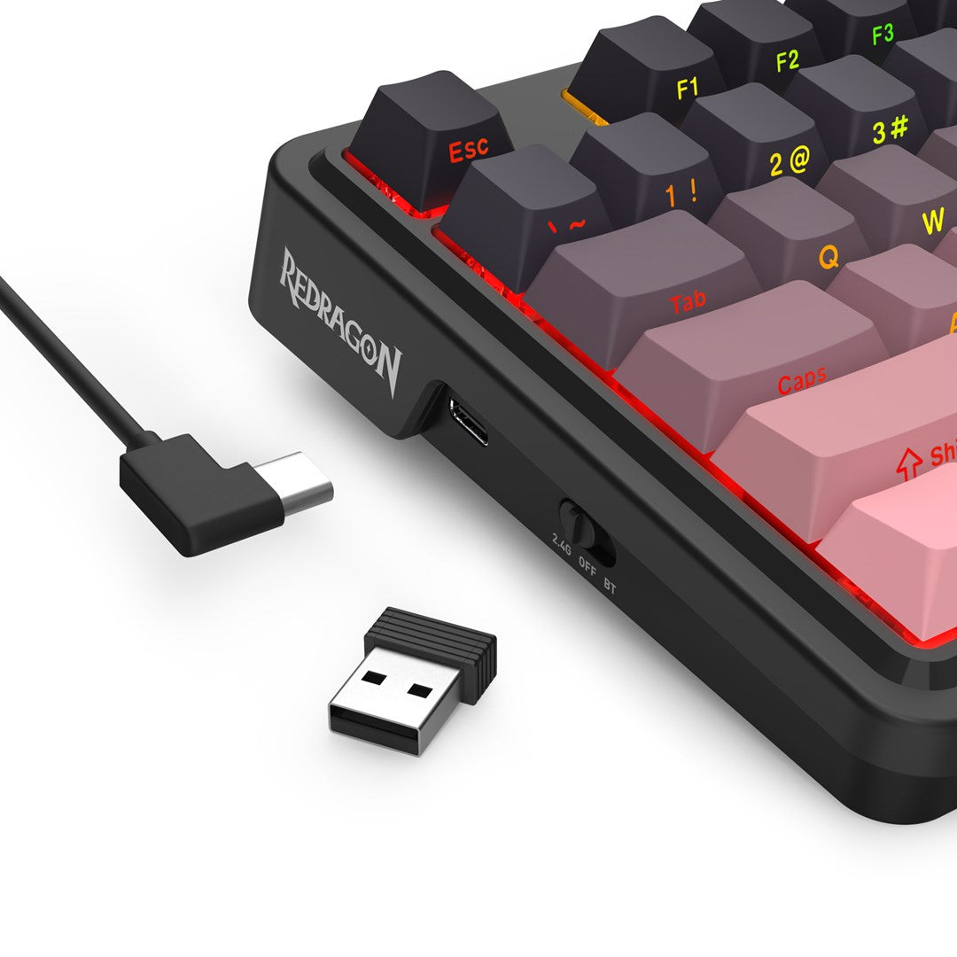 REDRAGON K728SP-RGB-PRO Antonium Pro keyboard USB + RF Wireless + Bluetooth Black  Pink