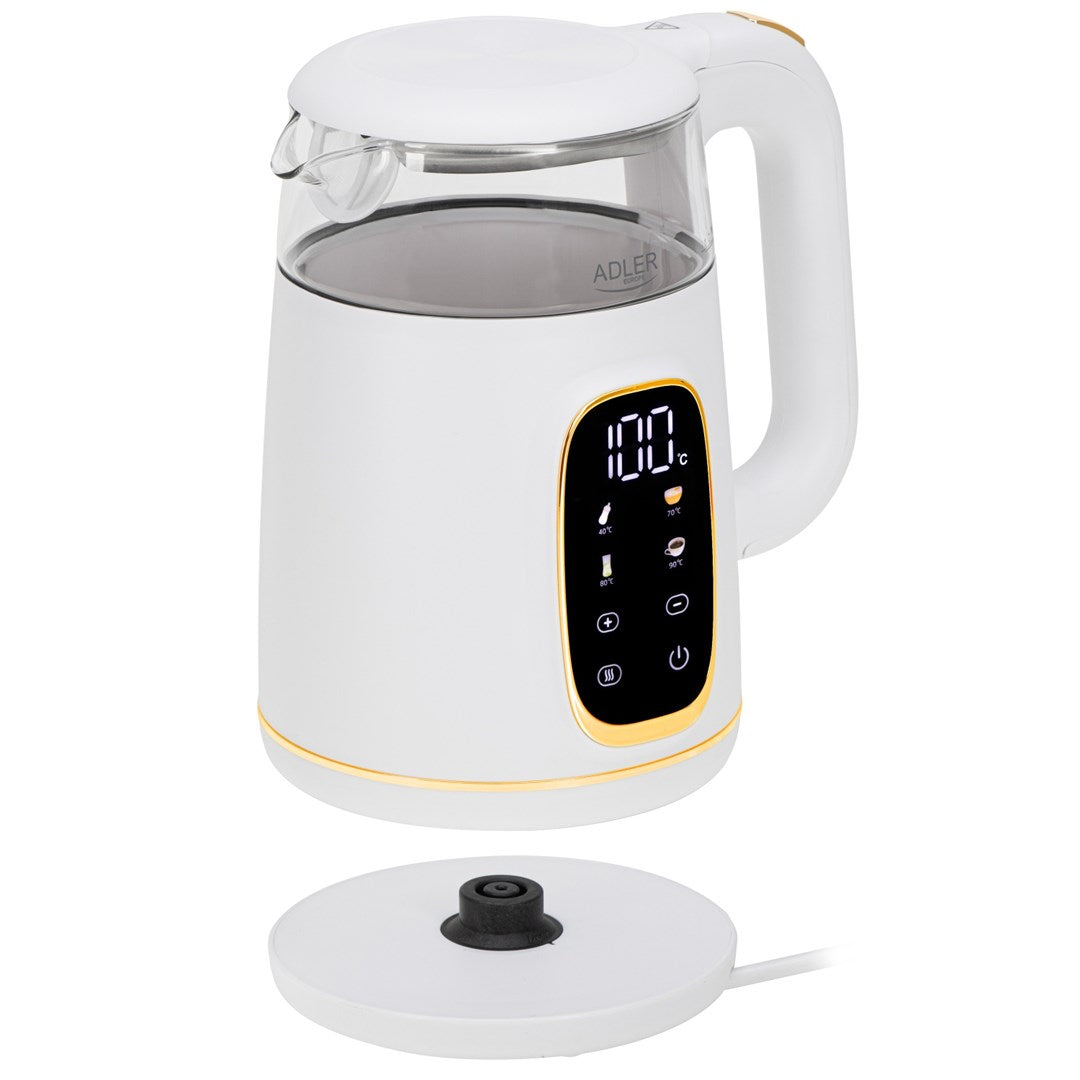 Adler AD 1305WG electric kettle 1.7 L 2200 W Transparent  Gold  White