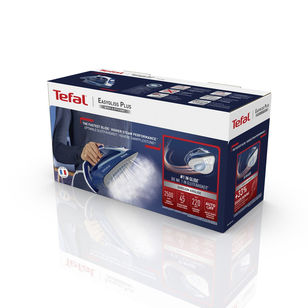 Tefal EasyGliss Plus FV5735 iron Dry & Steam iron Durilium soleplate 2500 W Blue  White