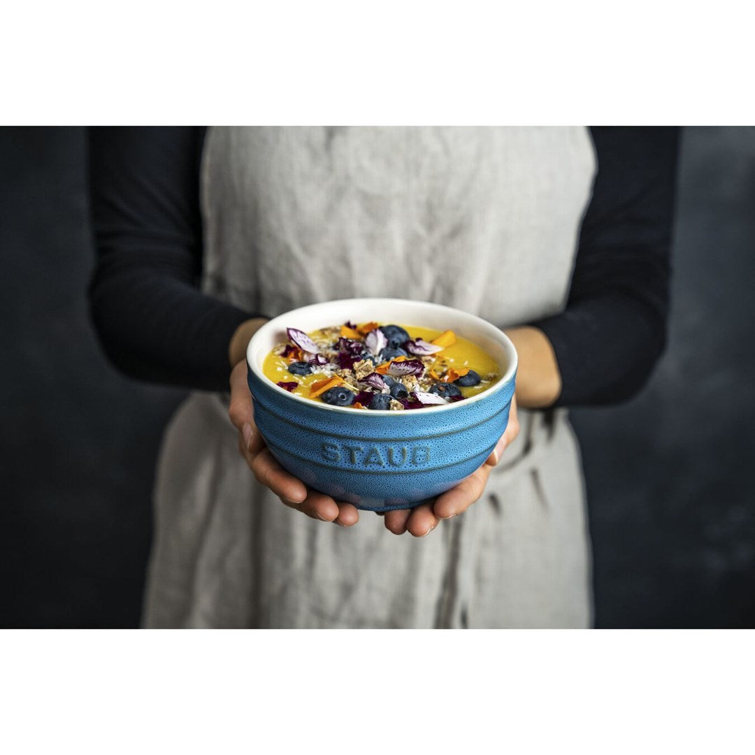 Staub Set of 4 Round Bowls 14 cm Enameled Ceramic Antique Turquoise