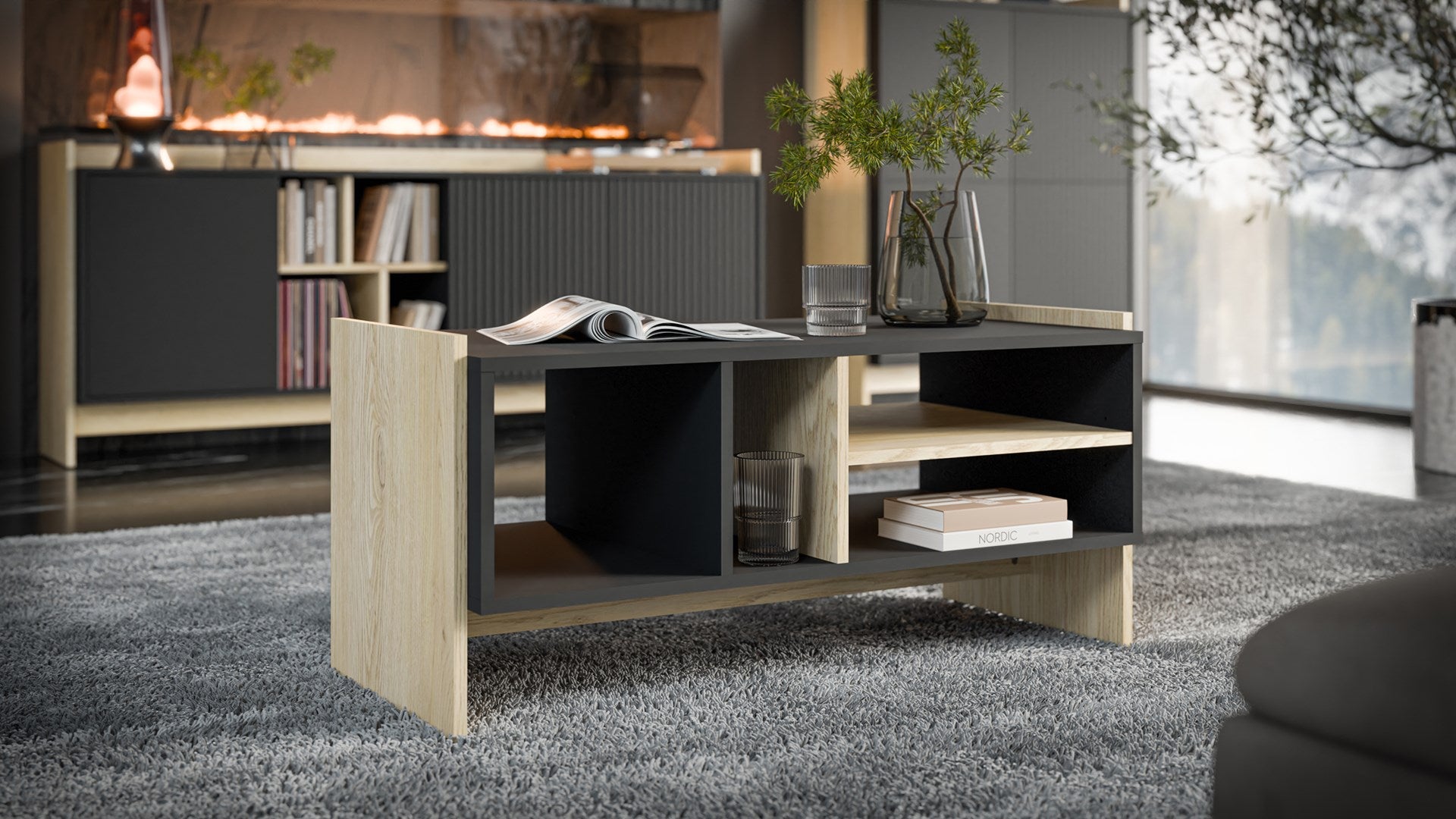 Cama PORTO Bench/Table 100x50x46 Oak/Black