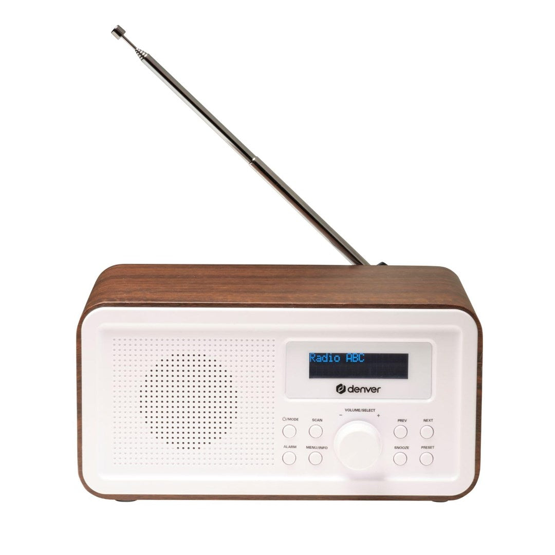 Denver DAB-30DW DAB+/FM Radio Wooden Design with Clock & Alarm