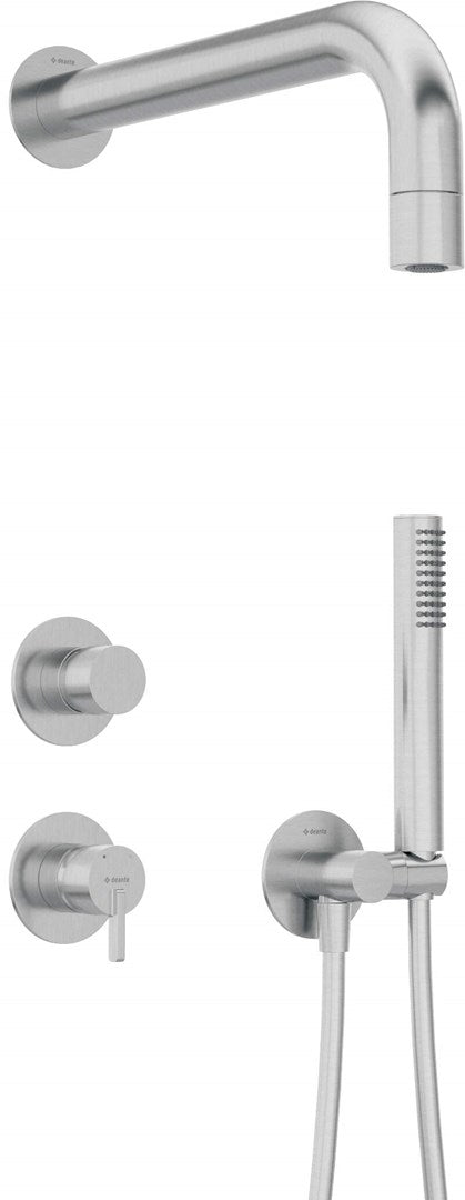 Deante Concealed Shower Set Brushed Steel with Hand Shower