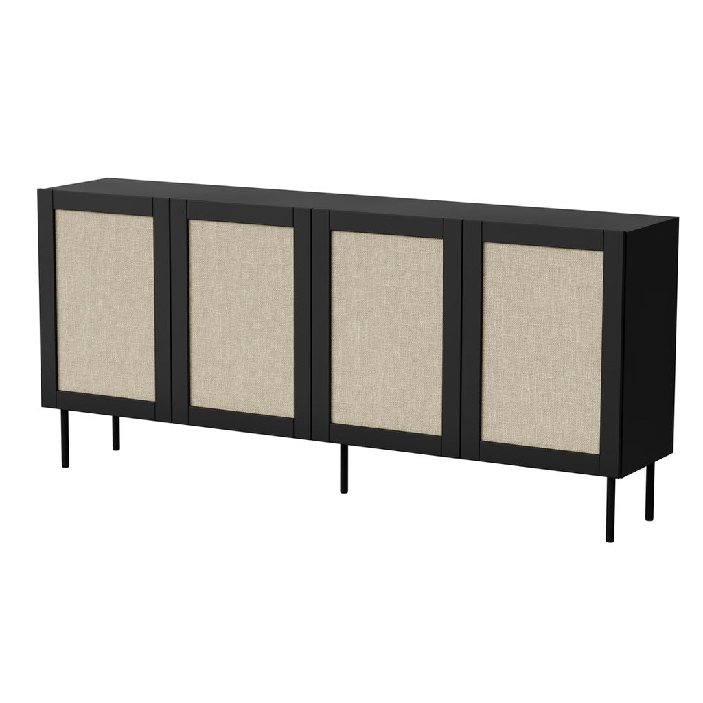 JUTA 4D Chest of Drawers 200x39.5x90 Black + Linol Calabria