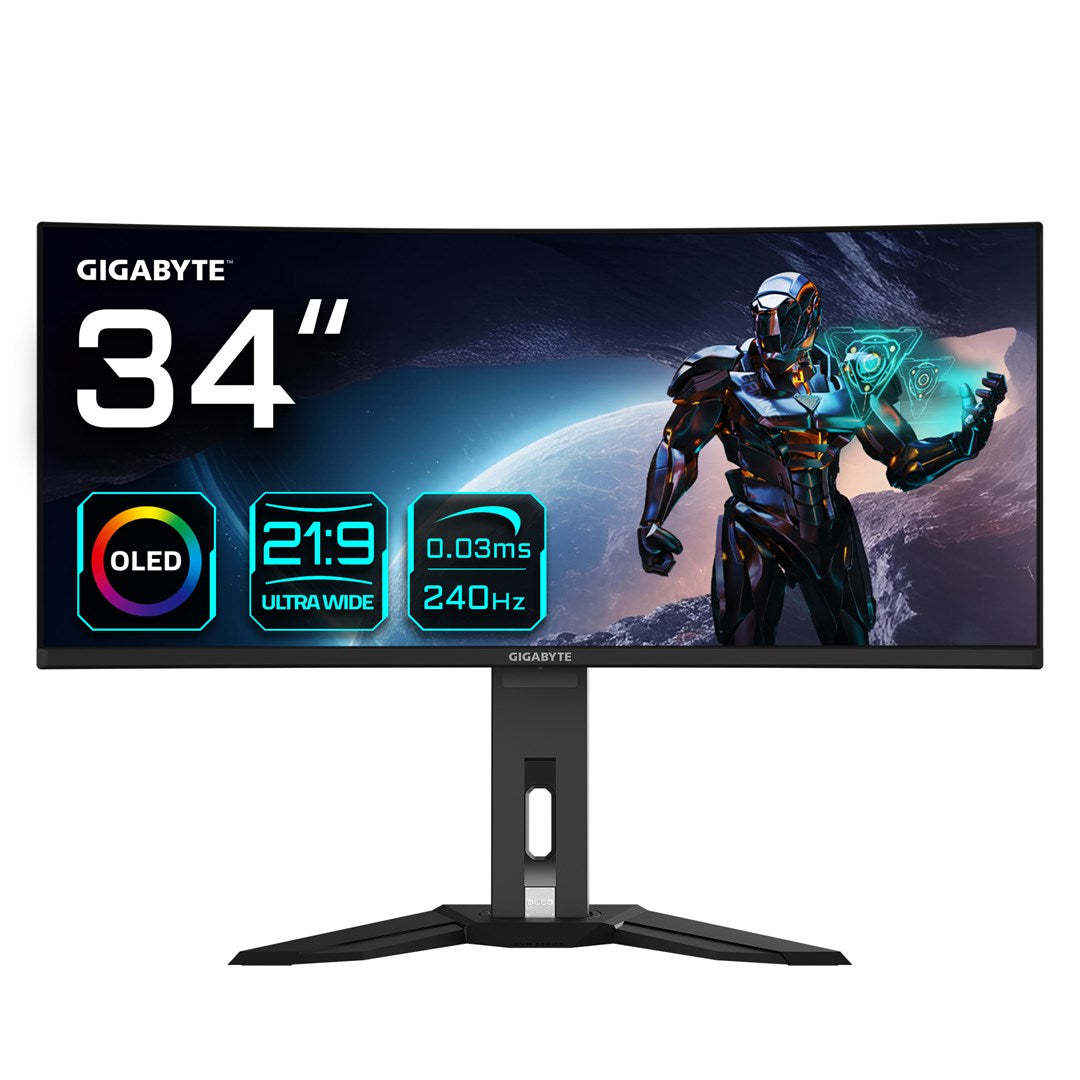 GIGABYTE MO34WQC2 34 OLED Curved Gaming Monitor WQHD 3440 x 1440 240Hz 240H cd/m2