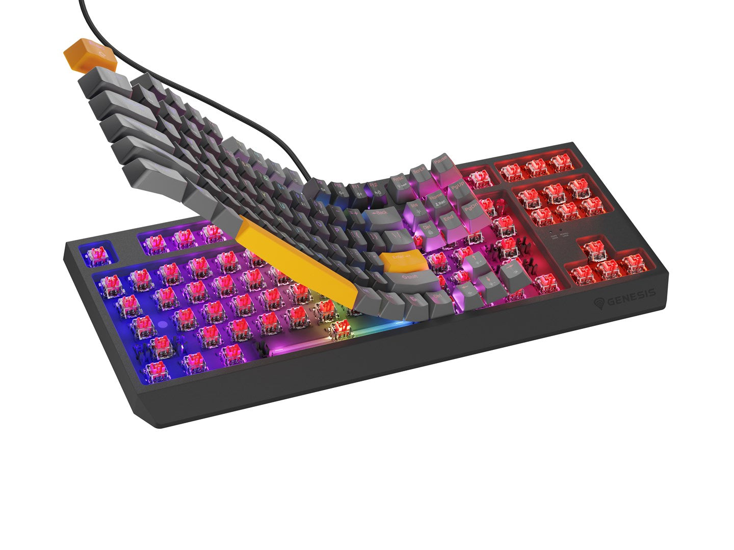 GENESIS Thor 230 TKL Gaming Keyboard USB + RF Wireless + Bluetooth Black Grey Orange