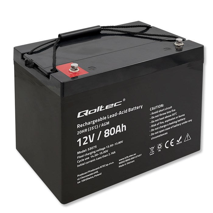 Qoltec Battery 80 Ah 12 V for Alarm Systems 53075
