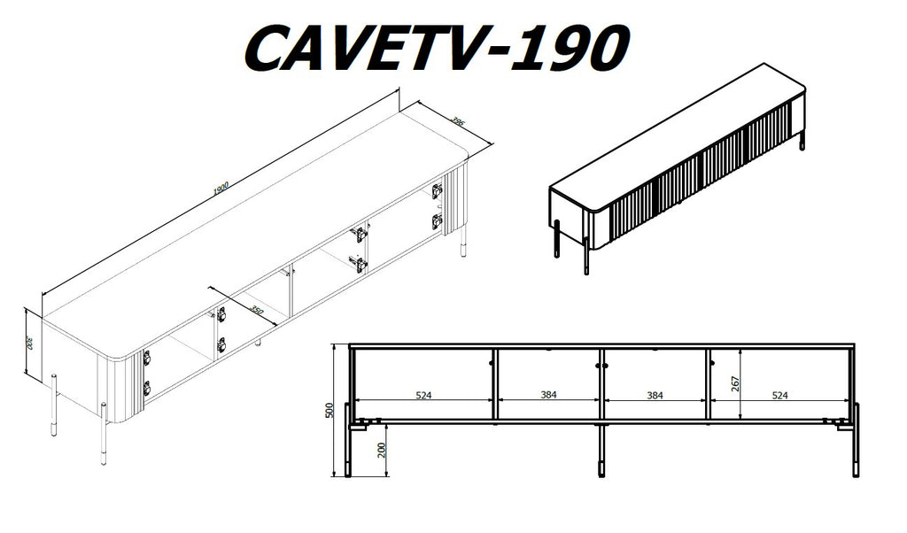 Cama VERA TV Cabinet 190x40x50 Cashmere Matt