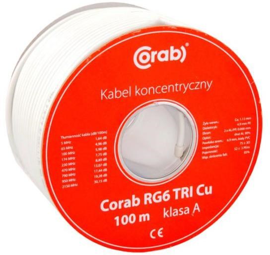 COAXIAL CABLE RG6 TRI Cu CORAB (100 m spool) class A