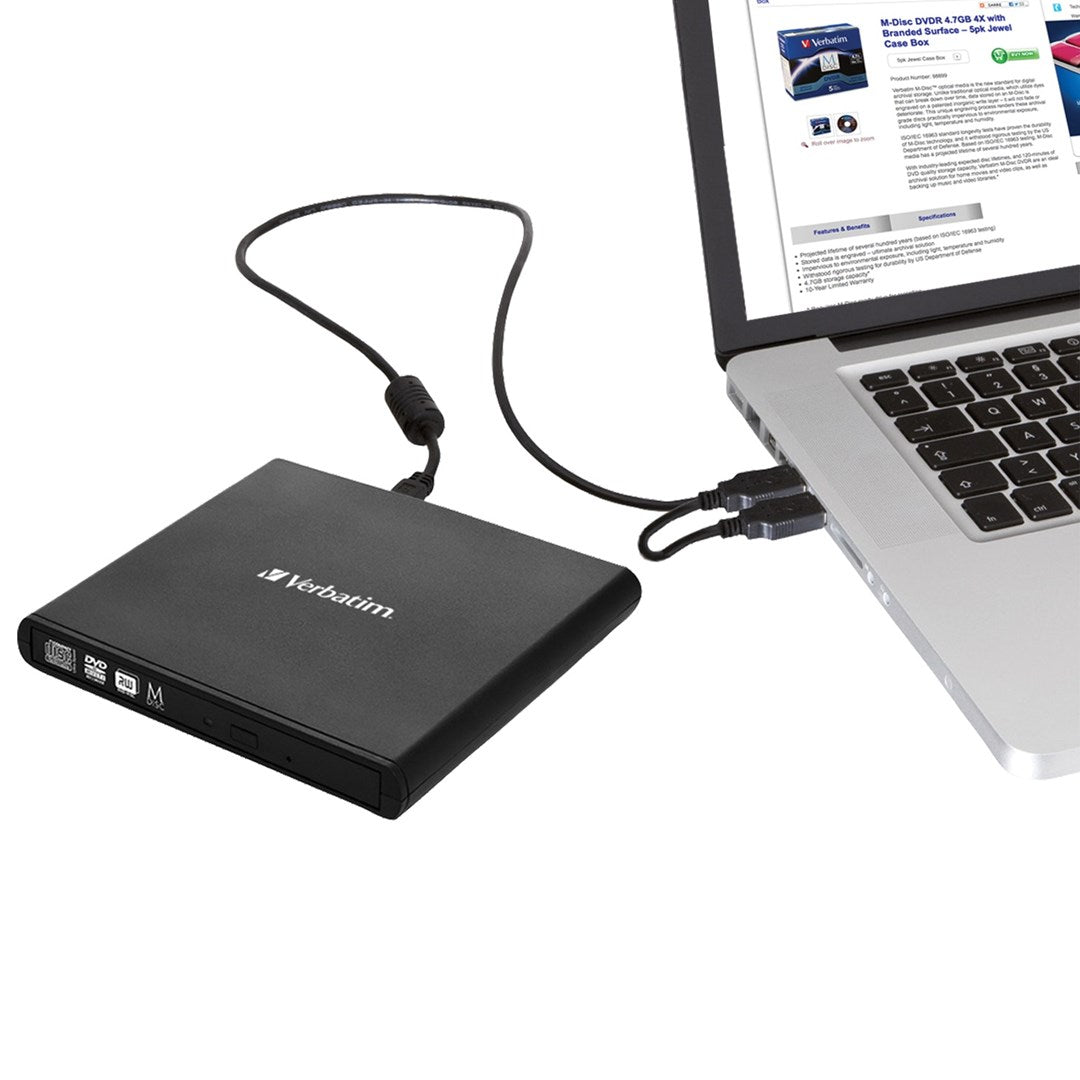 Verbatim Slimline CD/DVD External Drive Black