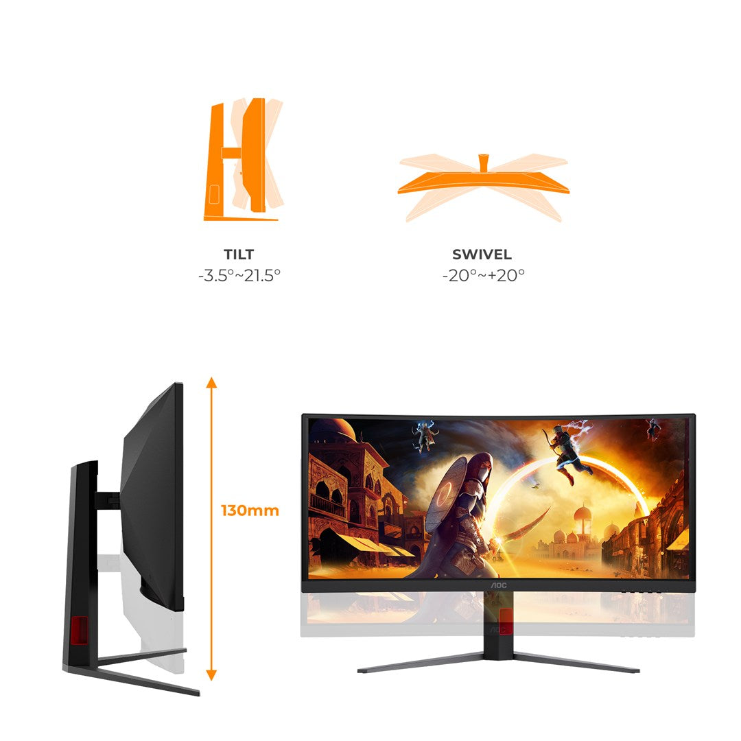 AOC G4 CU34G4ZCA computer monitor 86.4 cm (34 ) 3440 x 1440 pixels Wide Quad HD Black  Red
