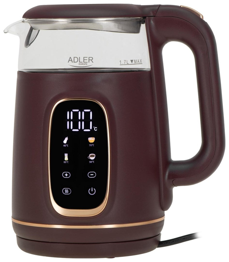 Adler AD 1305 Electric Kettle 1.7 L Burgundy with Temperature Control