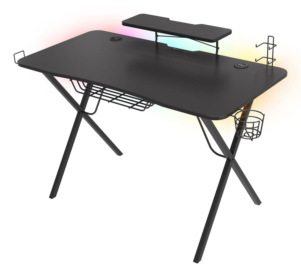 GENESIS Holm 300 RGB Gaming Desk Black with RGB Backlighting
