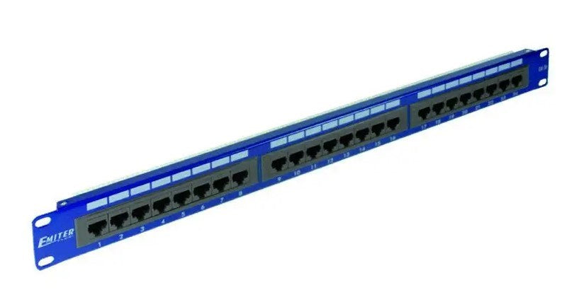 EMITER Patch Panel 19" 24xRJ45 UTP Cat.6 (1U) with Shelf, Blue DCN/PPFA-951K-248-C6