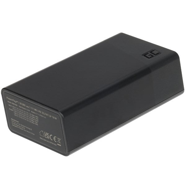 Greencell PowerPlay 30 Black Power Bank 30000mAh with LED Display
