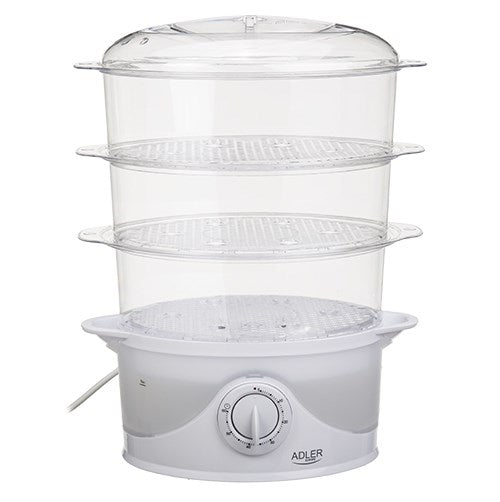 Adler AD 633 Steam Cooker 800 W 3 Baskets 9 L Capacity Freestanding White
