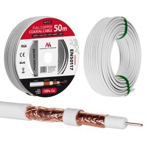 Maclean Coaxial Cable  Satellite Antenna Cable  RG6 1.02CU+4.8FPE+CU/P+32*0.12CU+6.8PVC  50M  MCTV-471