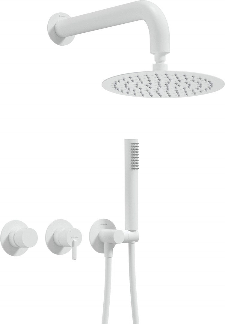 Concealed shower set with overhead shower - with horizontal mixer
