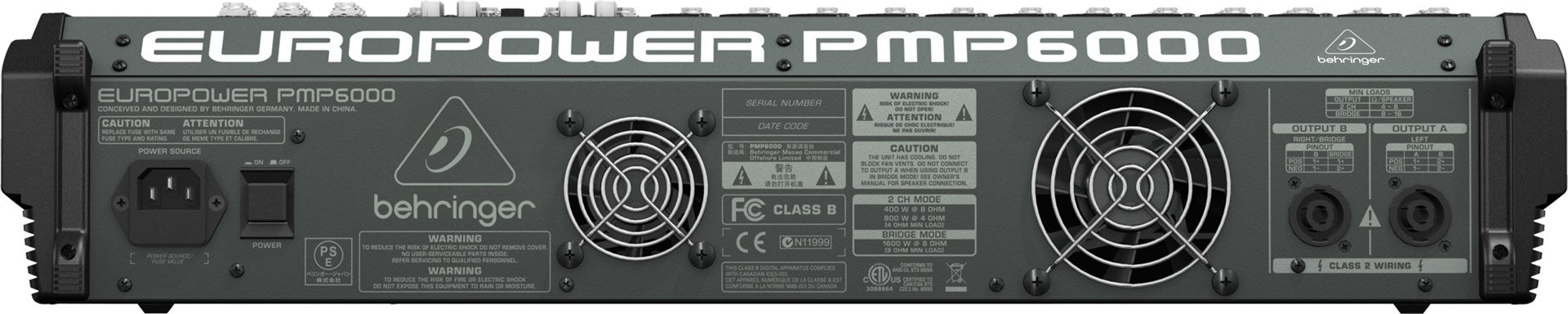 BEHRINGER PMP6000 20-Channel Audio Mixer - Black Chassis, 10Hz-200kHz Response 20-Kanal