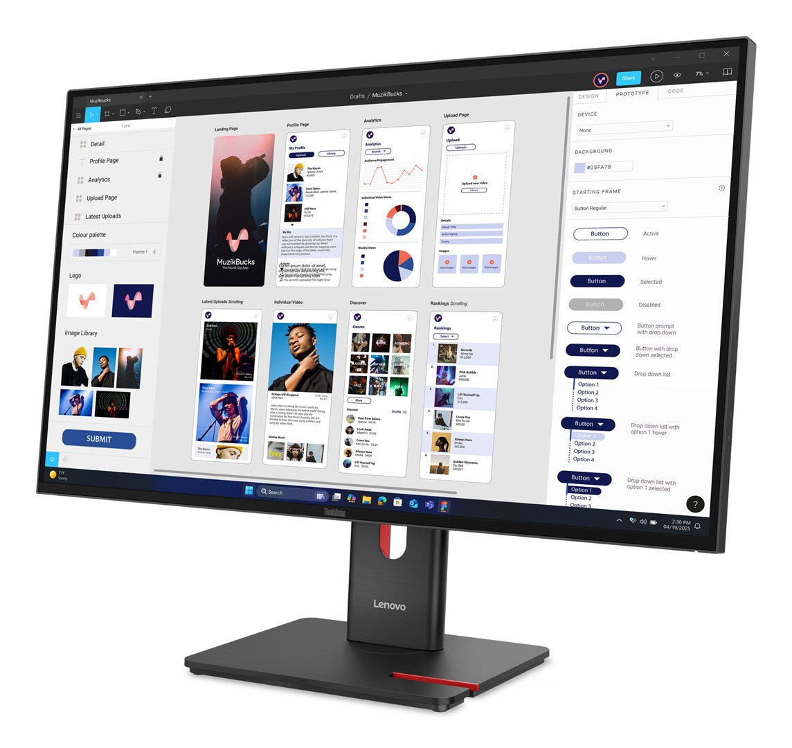 Lenovo 64B0GAT1EU Monitor 31.5" 4K Ultra HD IPS 350cd/m² 100Hz