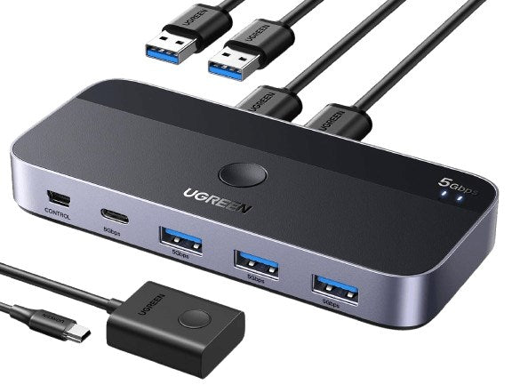 Ugreen USB 3.0 Sharing Switch 2 In 4 Out with Remote Control (15705)