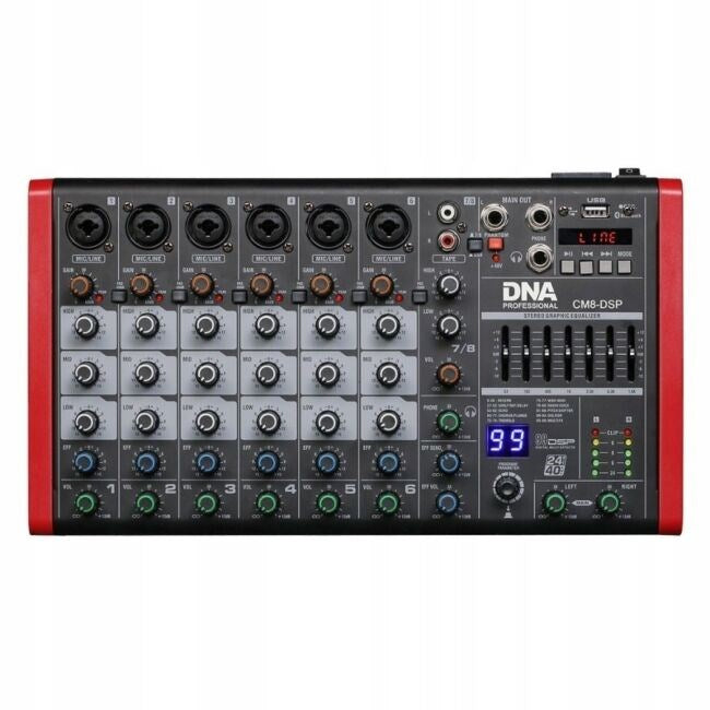 DNA CM8-DSP - 8-Channel USB Audio Mixer with MP3 Player and Bluetooth