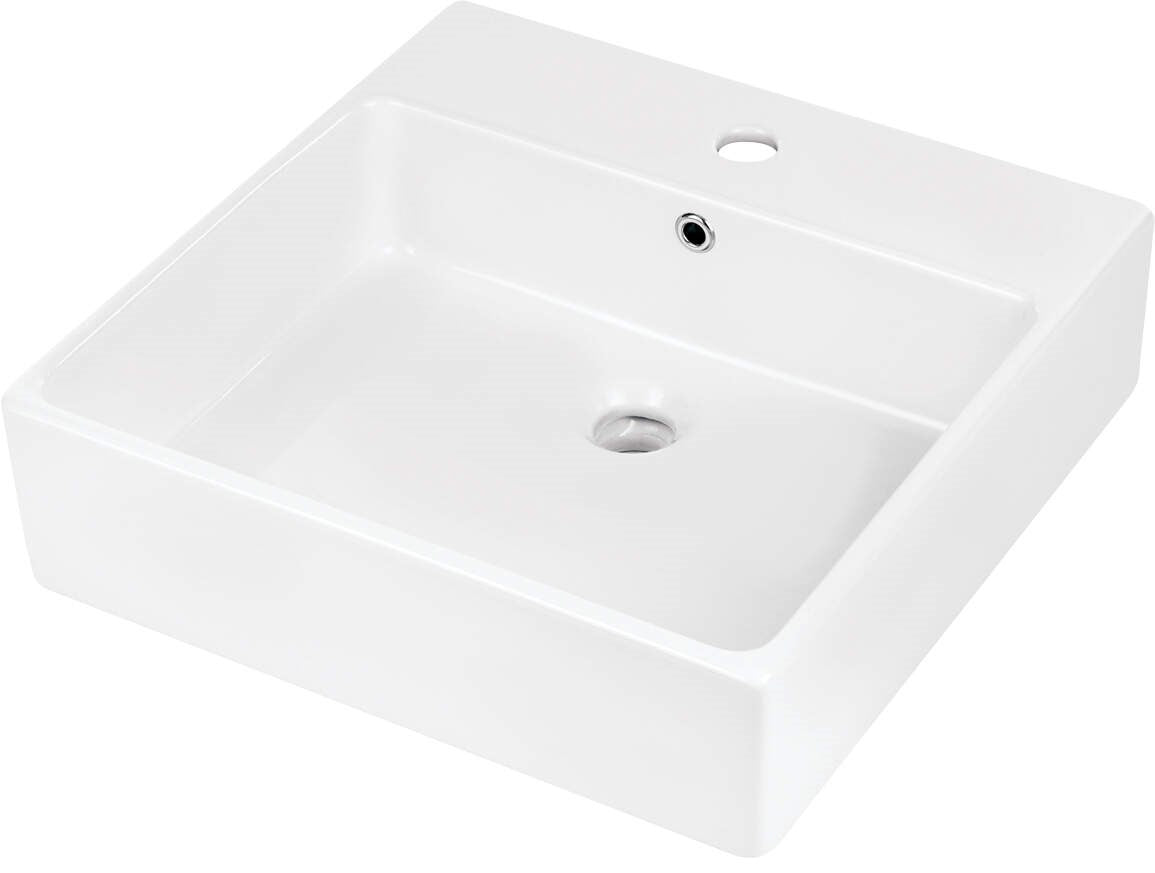 Ceramic countertop/wall washbasin with space for a tap - 50x50 cm