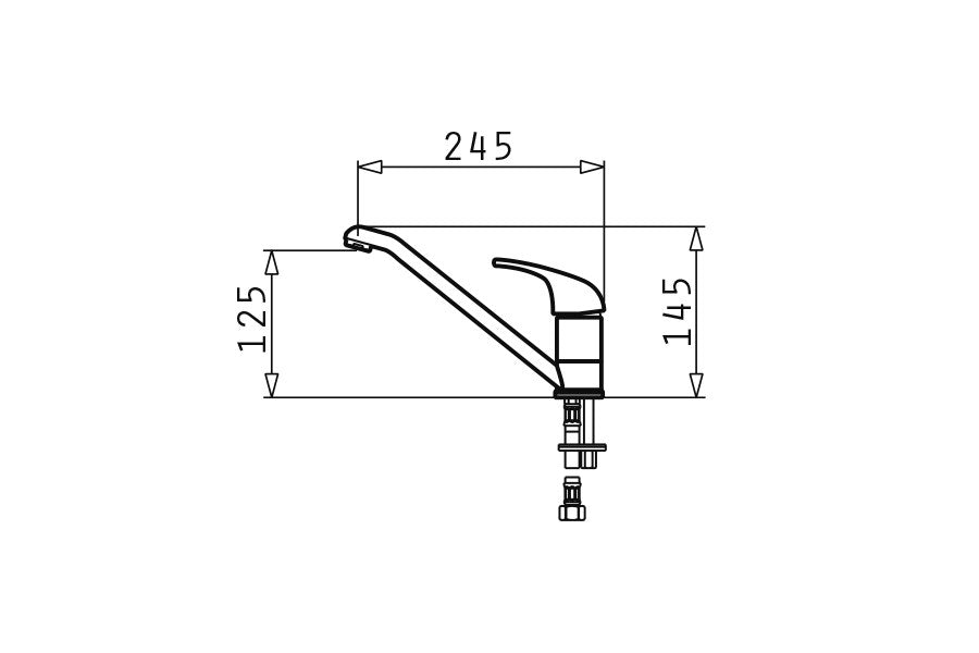 PYRAMIS ASALIA Granite Black Mixer Faucet, Elegant Design, Chrome Elements