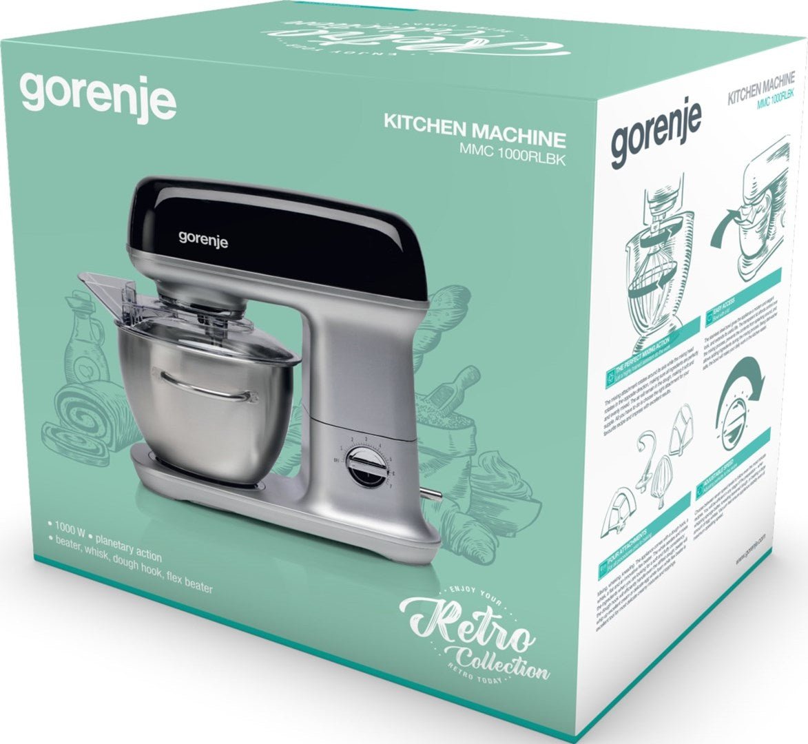 Gorenje Food Processor MMC1000RLBK 1000 W 4.5 L Black Metallic