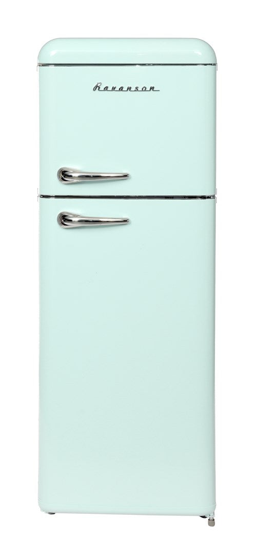 Ravanson Fridge & Freezer Retro LKK–210RM Mint Colour Freestanding Refrigerator-Freezer