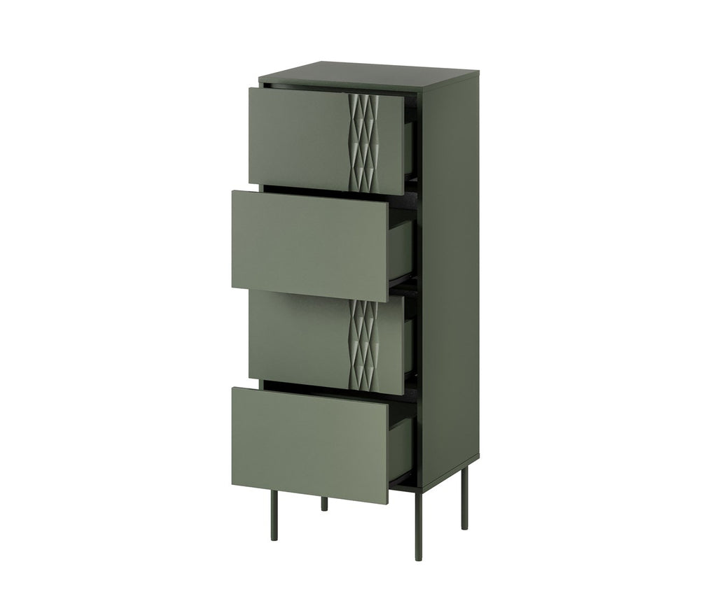 4S TRESSE Chest of Drawers 50x40x125 Matte Green