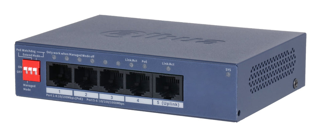 DAHUA Switch CS4005-4ET1GT-36 5-Port Managed L2 Gigabit Ethernet Power over Ethernet Blue