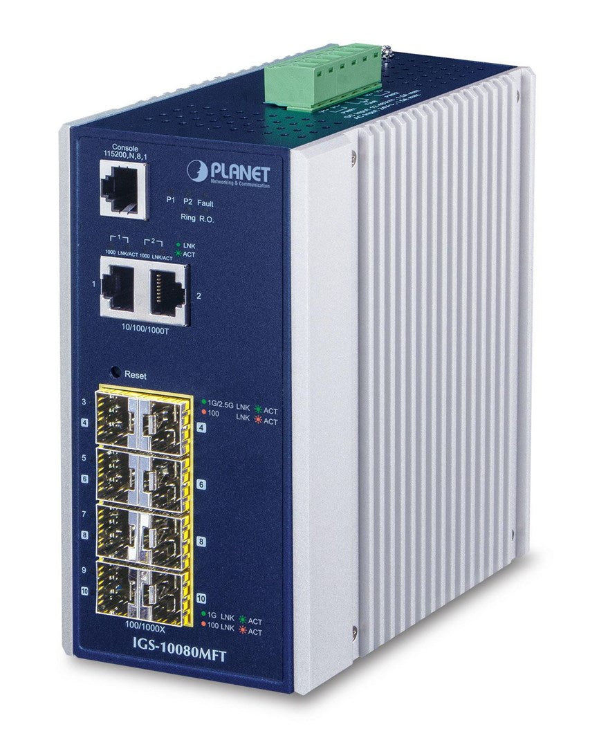 Planet IGS-10080MFT Managed Gigabit Ethernet Network Switch Blue, White