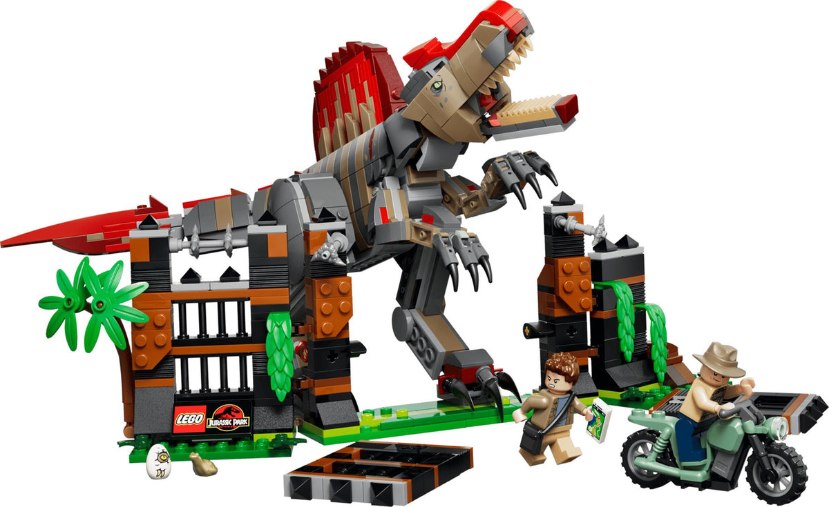 LEGO JURASSIC WORLD Building Blocks Set 820 Elements for Ages 9+ Model 77982 Spinosaurus Dinosaur Escape