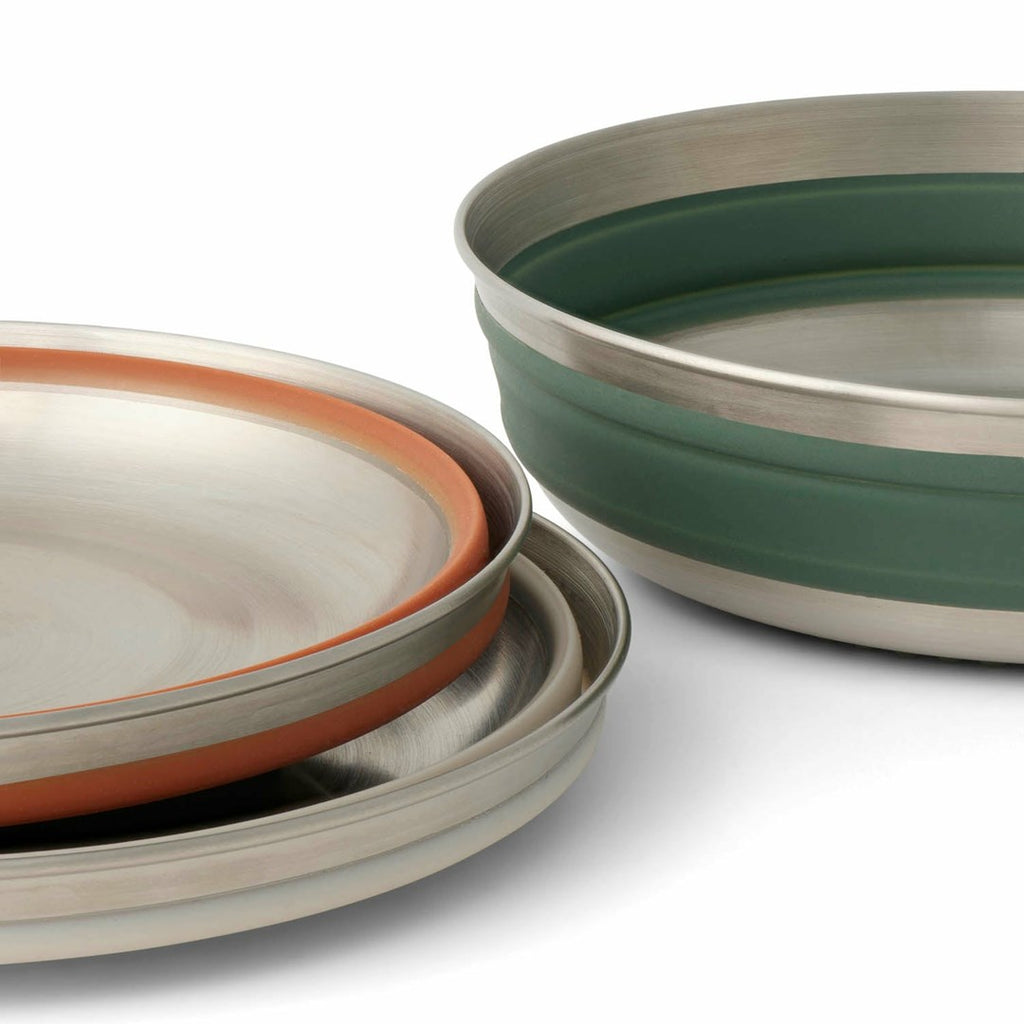 SEA TO SUMMIT Detour Camping Dish Round Silicone, Stainless Steel Foldable | ACK039011/BK