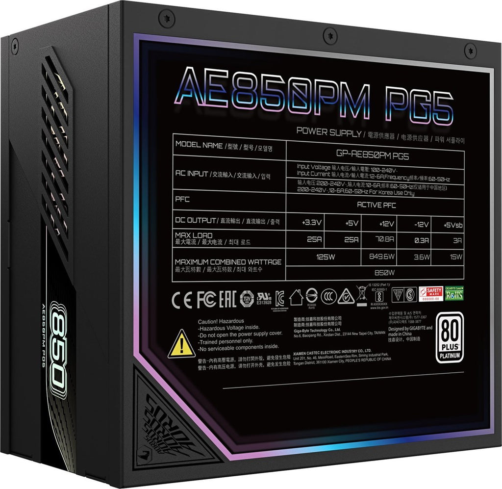 GIGABYTE Aorus Elite Platinum 850W PSU ATX 3.1
