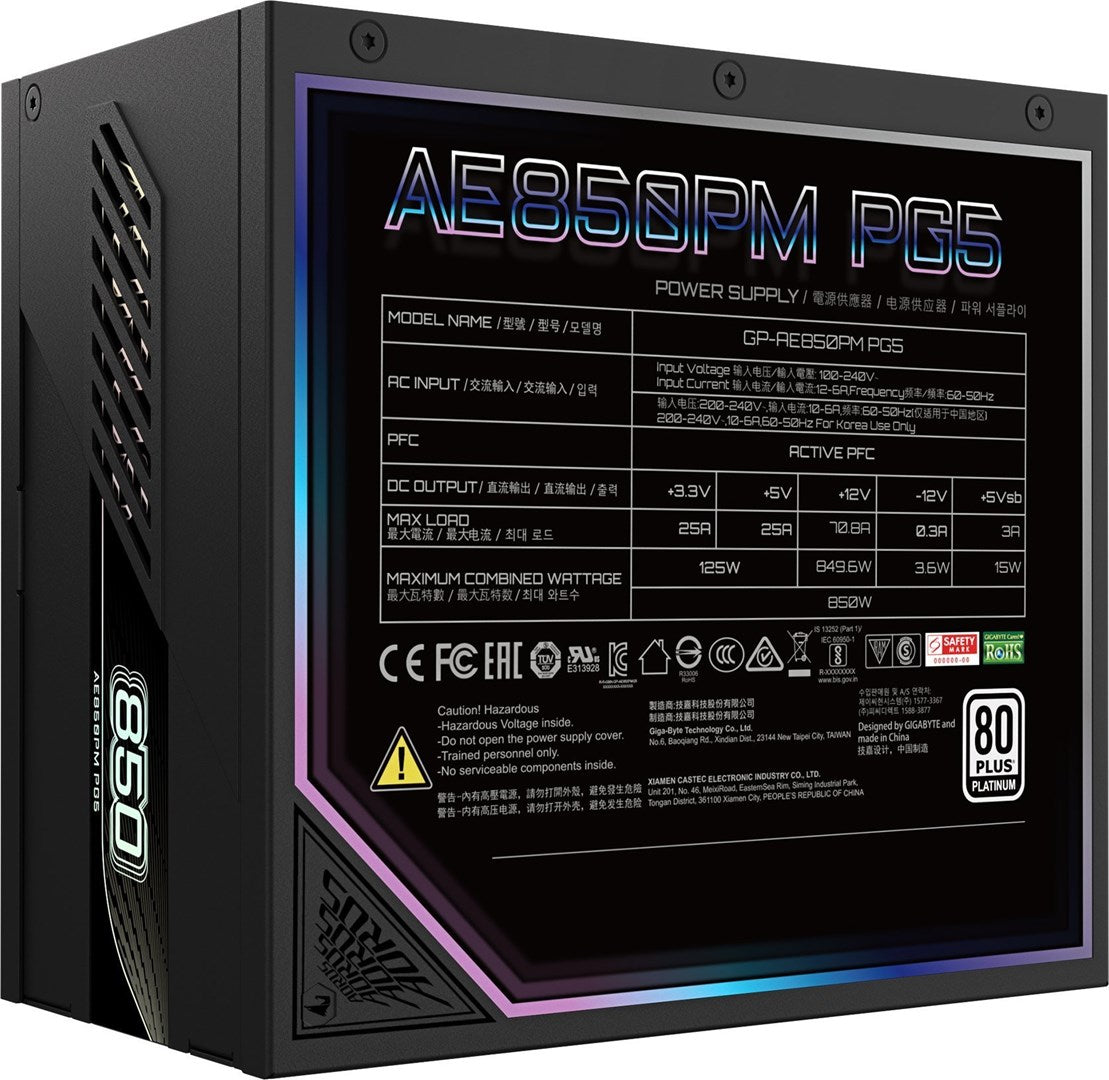 GIGABYTE Aorus Elite Platinum 850W PSU ATX 3.1