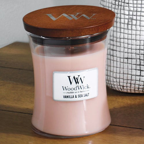 WoodWick Wax Candle 92191 Jasmine, Sea Salt, Vanilla Beige 1 pc | Indoor/Outdoor