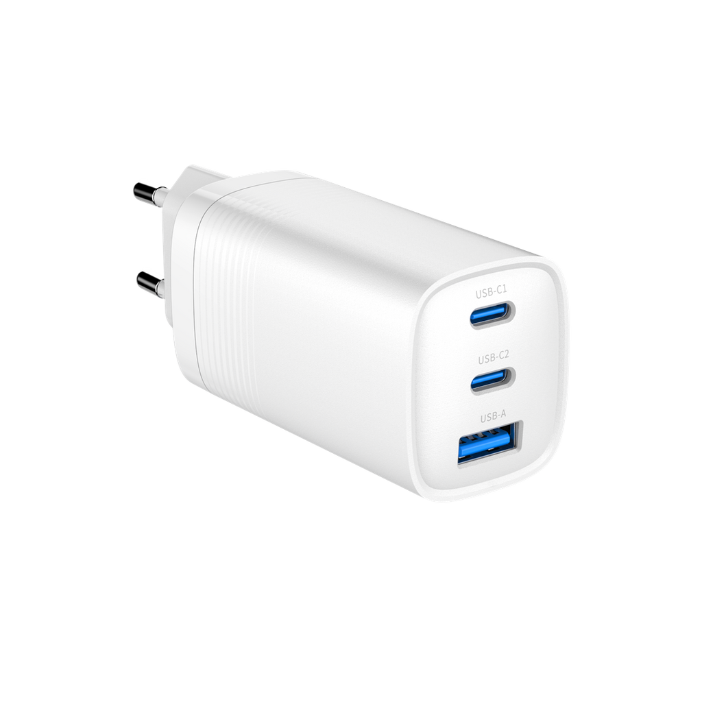 Gembird TA-UC-PDQC65-01-W 3-Port 65W GaN USB Power Delivery Fast Charger White