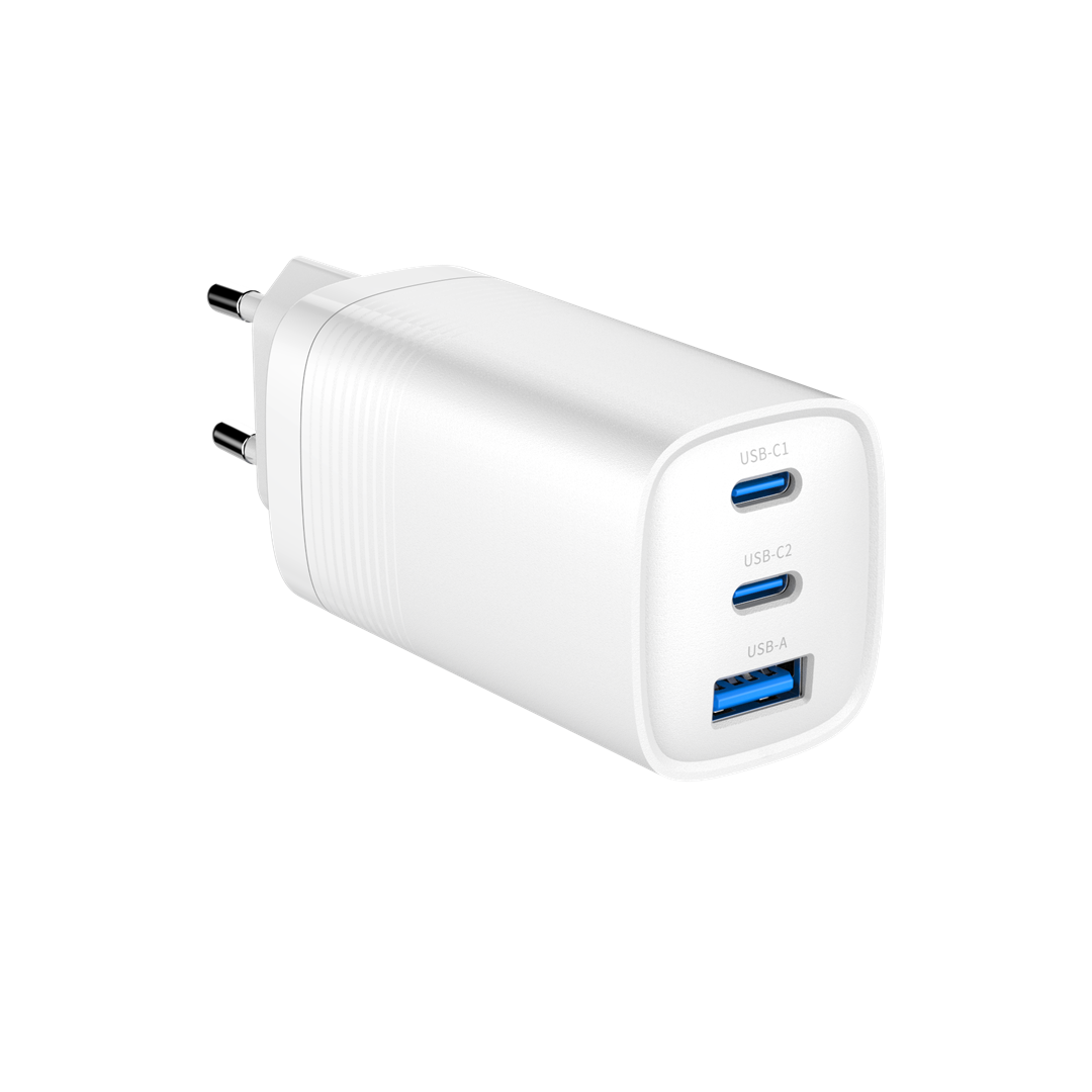 Gembird TA-UC-PDQC65-01-W 3-Port 65W GaN USB Power Delivery Fast Charger White