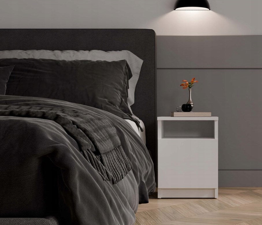 GALAX 30/1D White Bedside Table