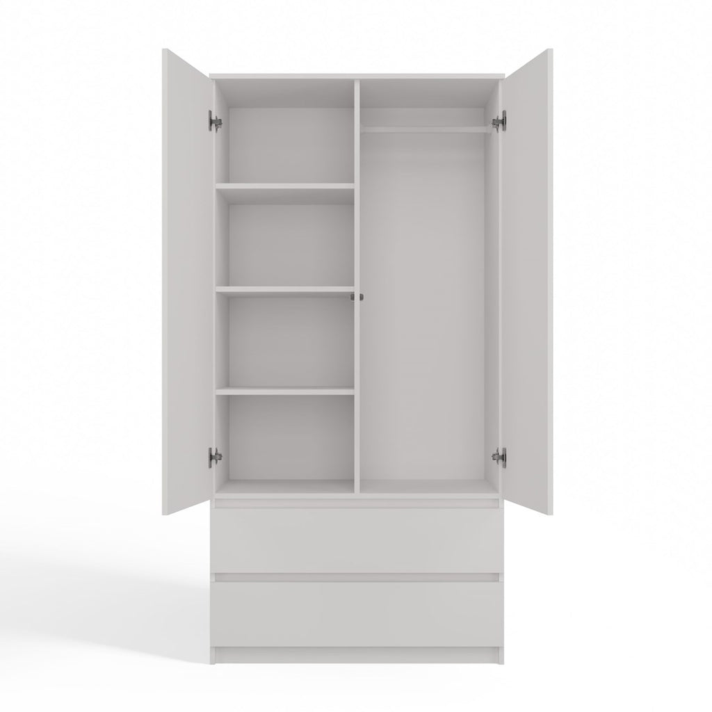 Topeshop MALWA B Wardrobe White 5 Shelves 2 Doors