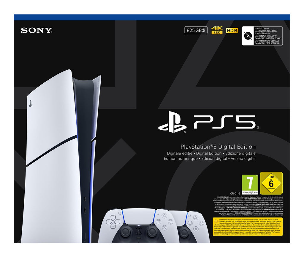 Sony PlayStation 5 Slim Digital Edition with 2 DualSense Controllers 825GB SSD (1000050120)