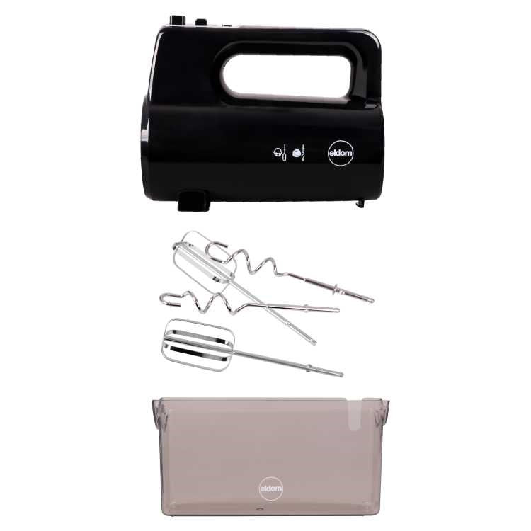 ELDOM Hand Mixer 800W 5 Speed Beaters Dough Hooks Black R120